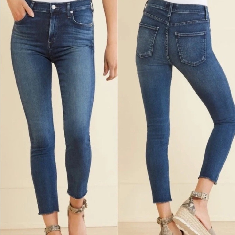 AGOLDE Sophie Skinny Jeans Raw Hem Sz 25 Dark Blue VGUC